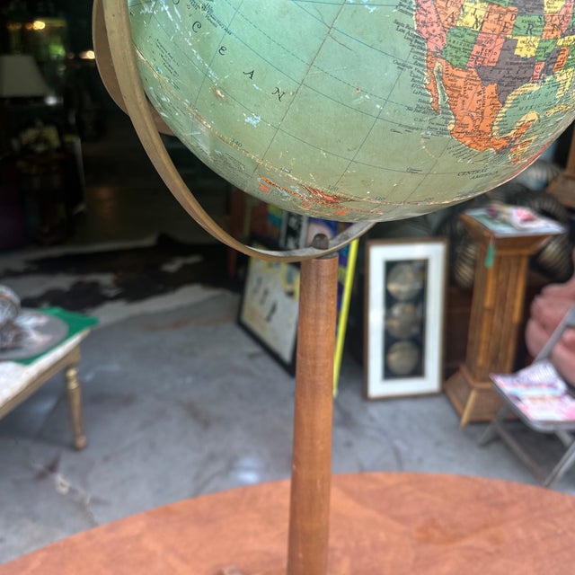 1970s Streamlined Designed Wooden MCM Standing Globe For Sale In Atlanta - Image 6 of 12