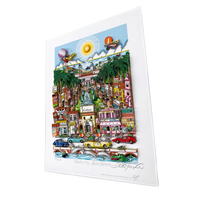 Contemporary Charles Fazzino, Perfectly Palm Beach, Hand Signed 3d Deluxe Edition, 23.5 X 19 In. Framed, 2006 For Sale - Image 3 of 4