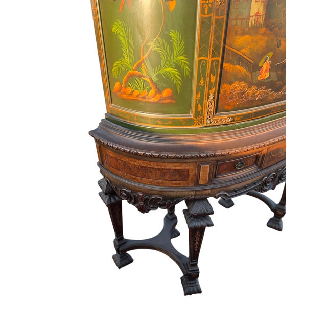 Antique Chinoiserie Curio Cabinet Hutch Vitrine Breakfront Vernis Martin Style For Sale - Image 11 of 18