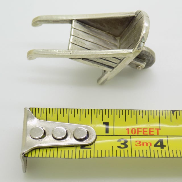 Vintage Italian Handmade Genuine Silver Wheelbarrow Dollhouse Miniature by Raspini Gioielli, 1980s For Sale - Image 10 of 11