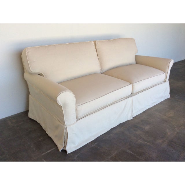 Slipcovered Roll Arm Sofa in Belgian Linen Chairish