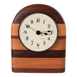 Mid-Century Modern Multi Wood Clock For Sale