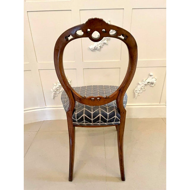 Antique Victorian Walnut Carved Balloon Back Dining Chairs, 1850, Set of 6 For Sale - Image 4 of 9