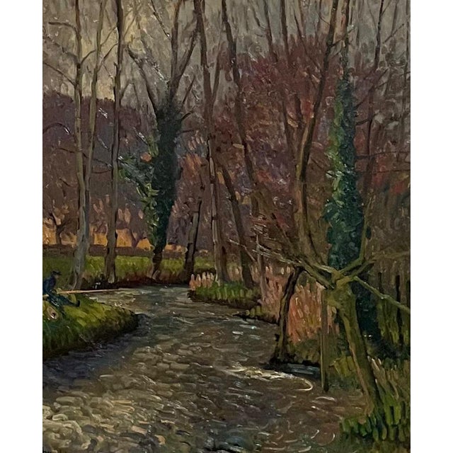 Paint Albert Malet, French Post Impressionist Oil Painting Albert Malet Landscape With Man Fishing For Sale - Image 7 of 11