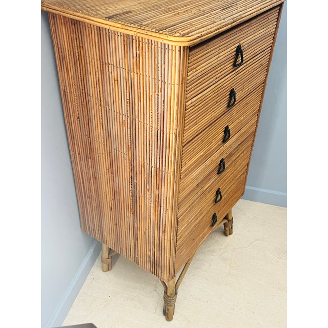 Rattan Chest of Drawers attributed to Adrien Audoux and Frida Minet, 1960s For Sale - Image 12 of 15