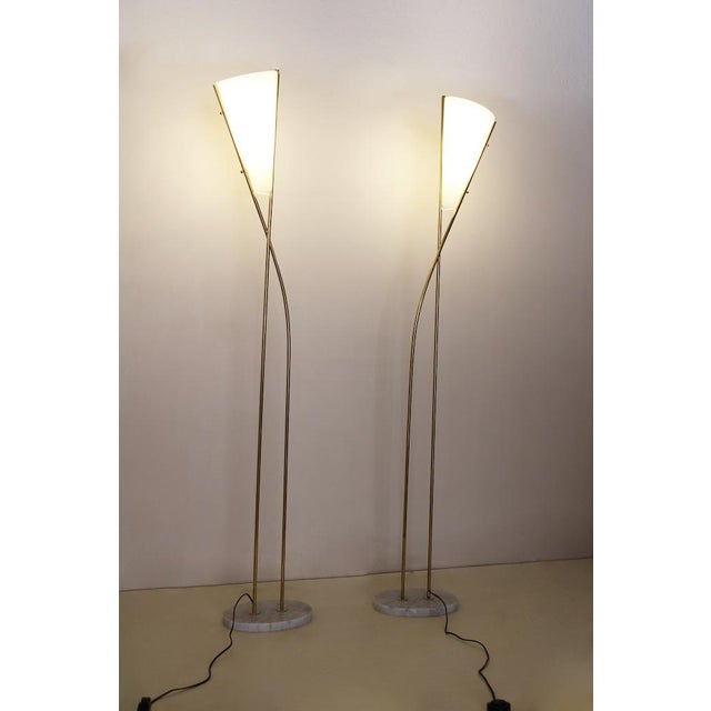 Vintage Floor Lamp in Brass, Glass, and Marble, 1970s For Sale - Image 11 of 11