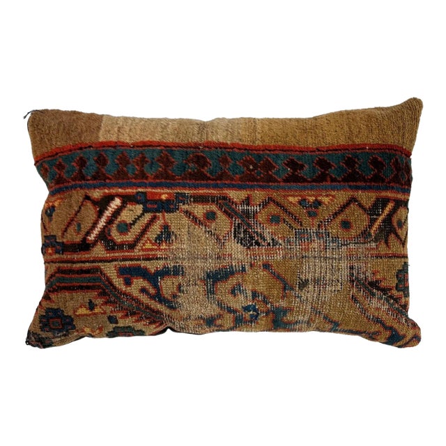 Pillow W/Antique Rug Fragment, 1'5" X 2' For Sale