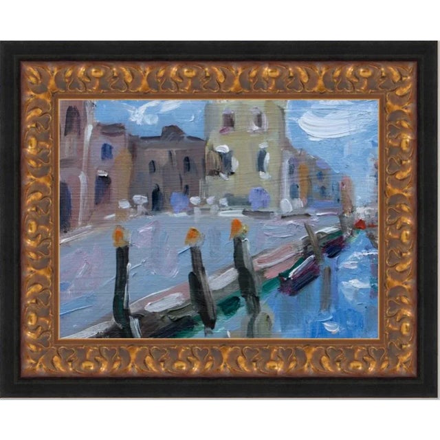 Gray Modern Abstract Seascape, Canal in Venice Oil Painting For Sale - Image 8 of 9