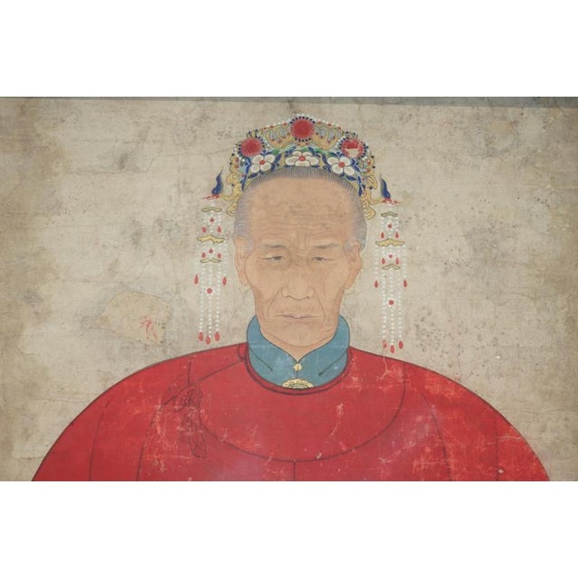 Highly Collectable Antique 1860 Chinese Ancestral Portrait in Museum Frame For Sale - Image 3 of 14