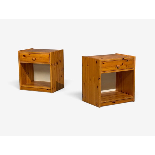 Swedish Modern, Nightstands, Pine, Leather, Sweden, 1970s For Sale - Image 4 of 13