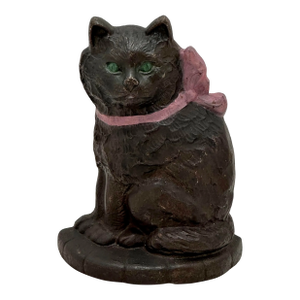 Very Rare Antique Cast Iron Angora Cat on Pillow Doorstop by Connecticut Foundry - Signed & Dated 1929