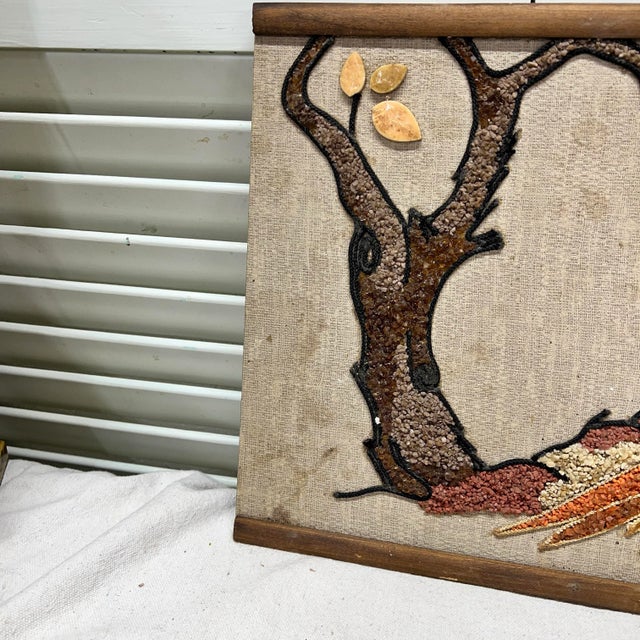 Tan Mid Century Pebble Art of Pheasants For Sale - Image 8 of 8