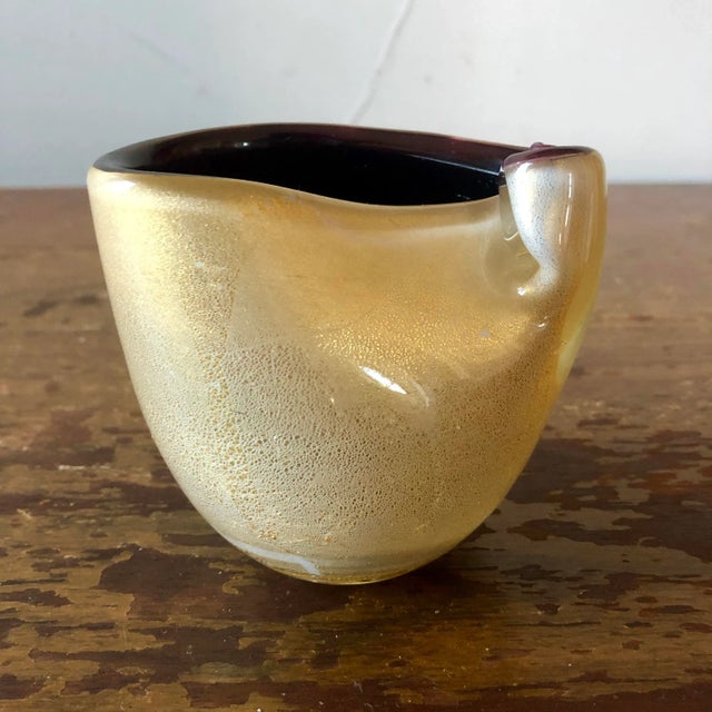 Mid 20th Century Vintage Small Violet Gold Murano Vase For Sale - Image 5 of 5