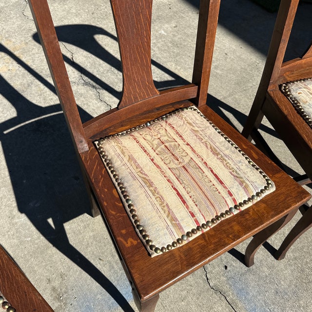 Vintage Wooden Dining Chairs With Studded Cushions- Set of 6 For Sale In Atlanta - Image 6 of 10