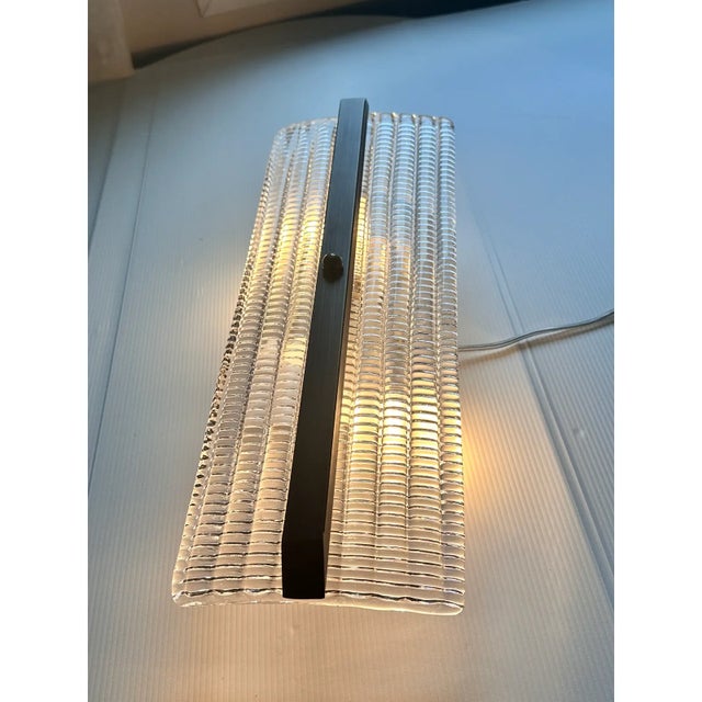 Transparent Contemporary Rectangular Diamond-Motif Murano Glass Sconces — Set of Four For Sale - Image 8 of 8
