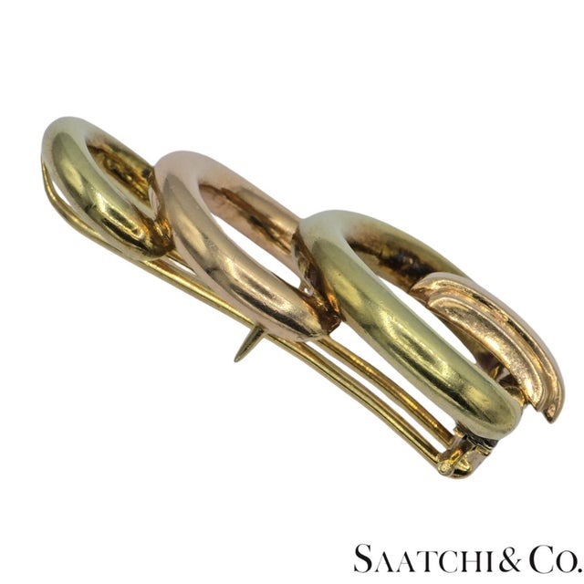14k (585) Yellow and Rose Gold Vintage Brooch / Pin For Sale - Image 4 of 9