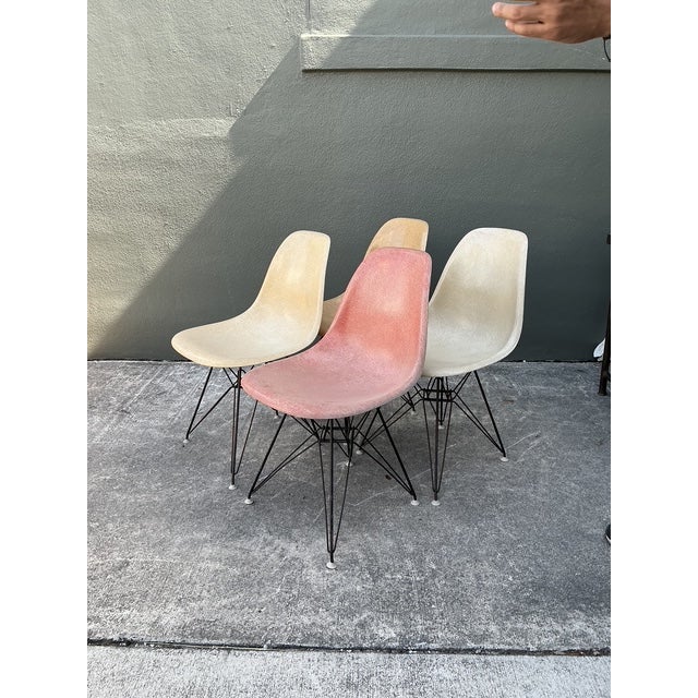 Metal Vintage Eames “Eiffel Tower” Fiberglass Chairs - Set of 4 For Sale - Image 7 of 12