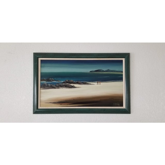 Green 1980s A Mattera Ocean Landscape Oil Painting For Sale - Image 8 of 10