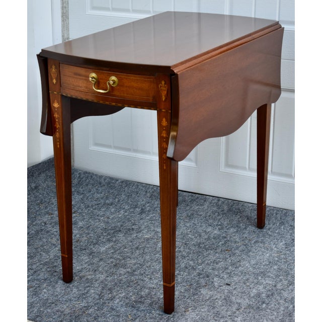 Vintage (1970's/80's) Pembroke Table, Accent,End,Side has a Federal Style. The Wood is Solid Mahogany - Inlay on Legs. One...