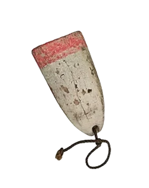 Weathered White & Orange Wood Buoy