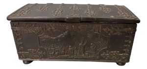 Vintage Iron Art Denmark Cast Metal Chest Battle of Lyndanisse in 1219
