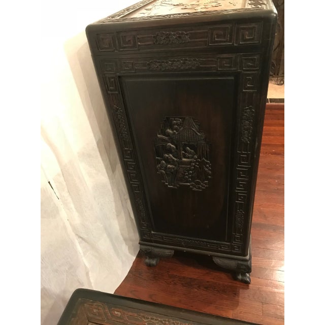 1900s Antique Chinese Inlaid Stone Camphor Wood Chest of Drawers For Sale - Image 9 of 12