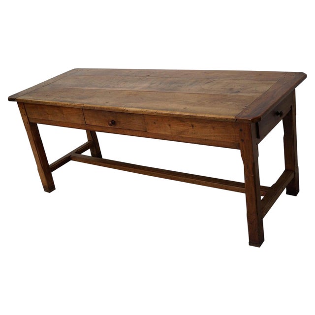 Antique 19th Century French Rustic Elm Farmhouse Dining Table For Sale