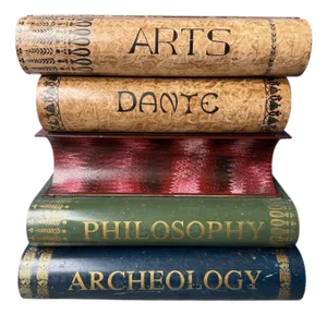 Italian Tole Hand Painted Side Table Resembling Stack of Books