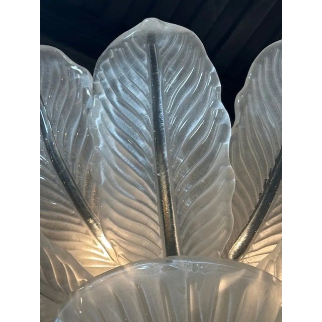 Early 21st Century Small Scale Frosted Murano Glass Flush Mount Chandelier For Sale - Image 5 of 6