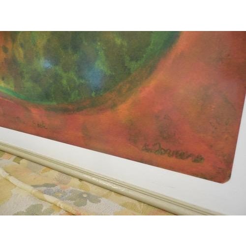 Vintage original framed print titled "The Rock", an atomic speckled modern style orb. Silvia Torres, artist. Dated 2003....