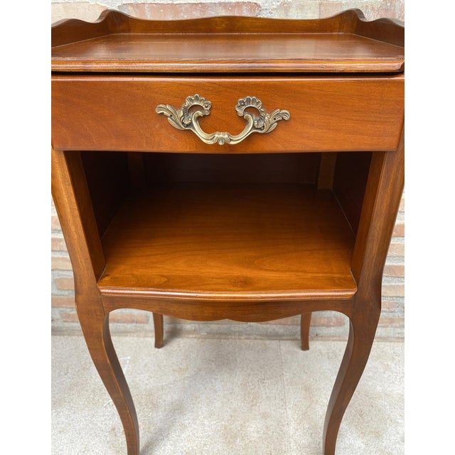 1960s French Cherry You and Me Nightstands with Drawers and Open Shelf, 1960s, Set of 2 For Sale - Image 5 of 17