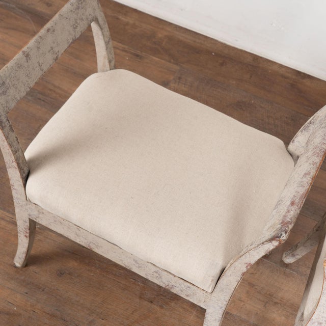 Gustavian (Swedish) 19th Century Swedish Gustavian Pair of Gray Tabouret Stools For Sale - Image 3 of 14