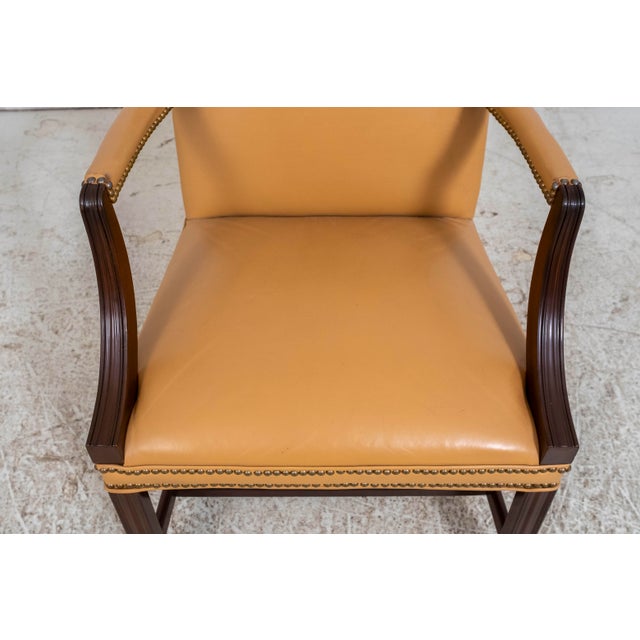 Pair of Mahogany Leather Martha Washington Style Armchairs For Sale - Image 10 of 18