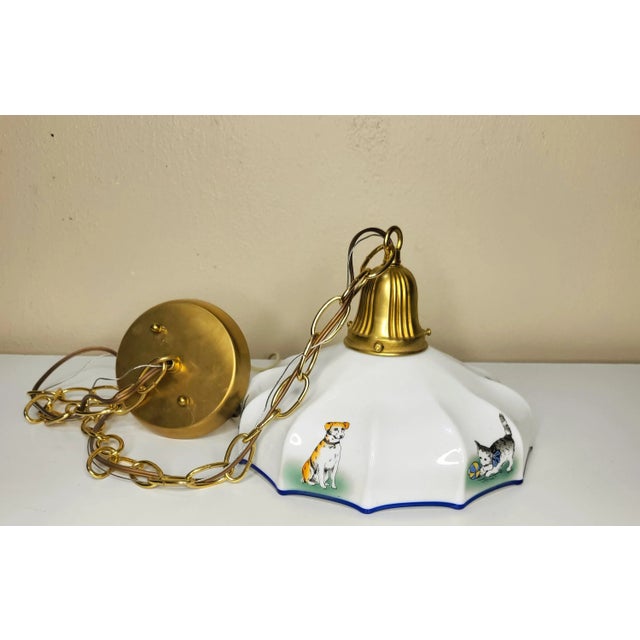 White Vintage Milk Glass Animal Pendant For Sale - Image 8 of 8