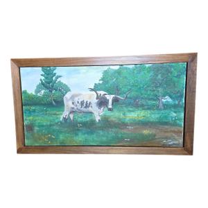 1990s Texas Longhorn Painting