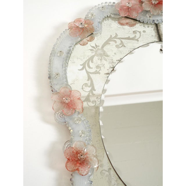Mid-Century Modern Italian Wall Mirror with Murano Glass Frame and Blossoms, 1960s For Sale - Image 12 of 18