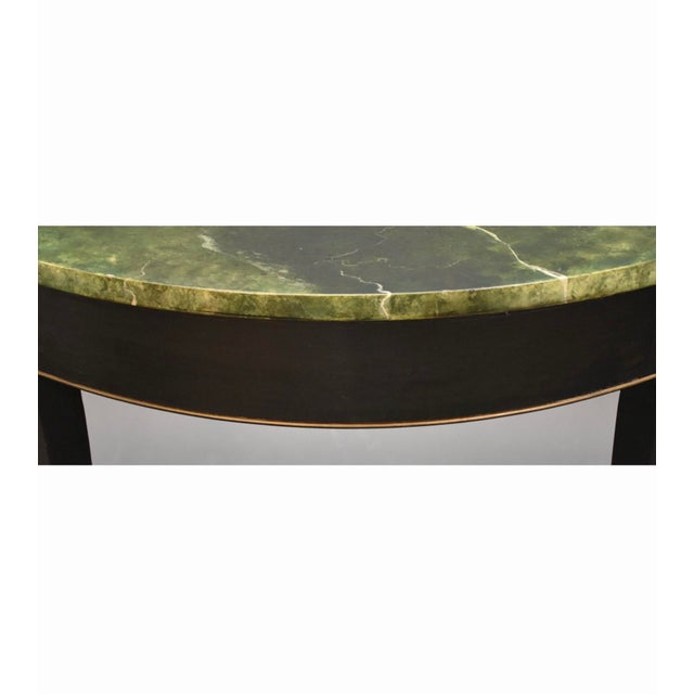 Mid-Century Italian Demilune Faux Marble Black & Lacquer Console Table ...