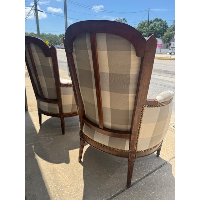 Taupe 19th Century Buffalo Check French Chairs For Sale - Image 8 of 8