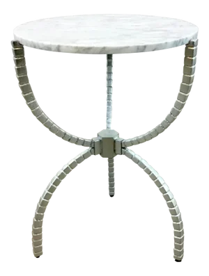 Worlds Away Modern White Marble Cleveland Side Table