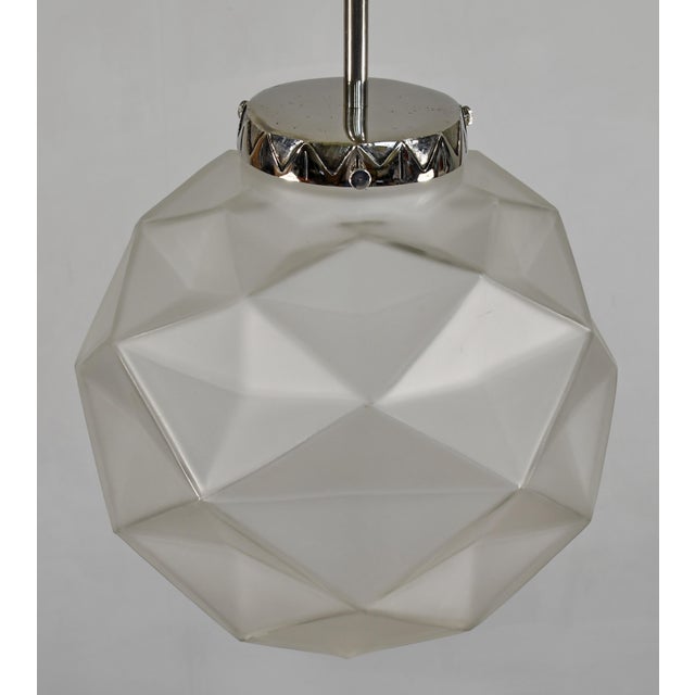 Metal French Art Deco Pendant Light by Degue 1930 France - 2 Available For Sale - Image 7 of 14