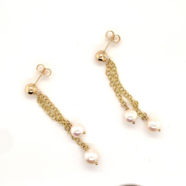 Akoya Pearl Earrings 14k Yellow Gold Certified For Sale - Image 13 of 14