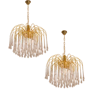 Pair of Lady White, Murano Chandelier White Drops, 1970s
