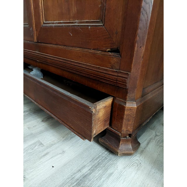 Late 19th Century ​Antique 19th Century French Provincial Fruitwood Armoire With Bonnet Top For Sale - Image 5 of 12