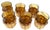 1970s Vintage Amber Glass Pitcher & Six Tumblers With Woven Wicker Sleeves, Set of 7 For Sale - Image 5 of 9