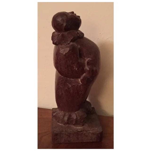 Antique French Art Deco Carved Wood Sculpture of a Clown or Jester For Sale - Image 9 of 10