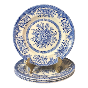 Vintage Blue Floral Wood and Sons "Kew Blue" Plates- Set of 4