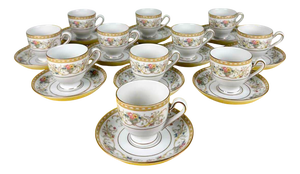 Bavarian Porcelain Cups and Saucers from Eschenbach, Germany, Set of 11