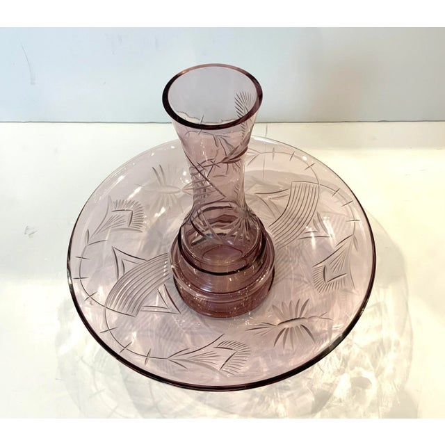 1950s French Cut Glass Amethyst Center Piece. For Sale - Image 4 of 11