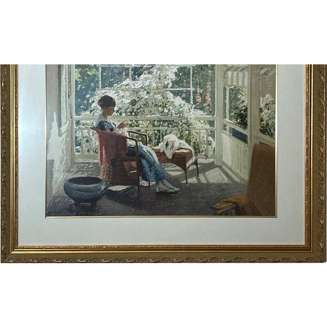 Late 20th Century Late 20th Century John Sharman at the End of the Porch Framed Impressionist Fine Art Print For Sale - Image 5 of 11