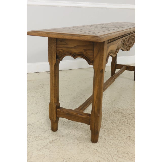 Wood Rom Weber Viking Oak Carved Console Sofa Table For Sale - Image 7 of 12